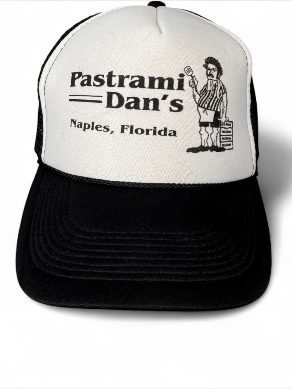 VTG Pastrami Dan's Naples Florida Trucker Hat Snapback Cap White Black OTTO